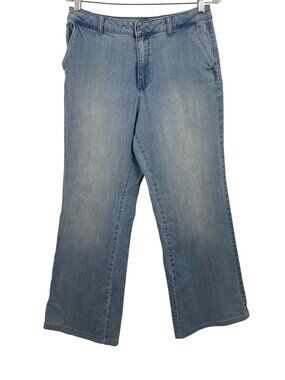 Coldwater Creek Womens Light Wash Denim Wide-Leg Jeans Size 12